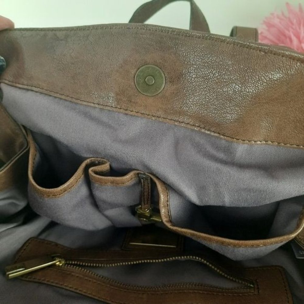 Kooba Colorblock Leather Cognac Satchel Bag Large - Picture 16 of 16